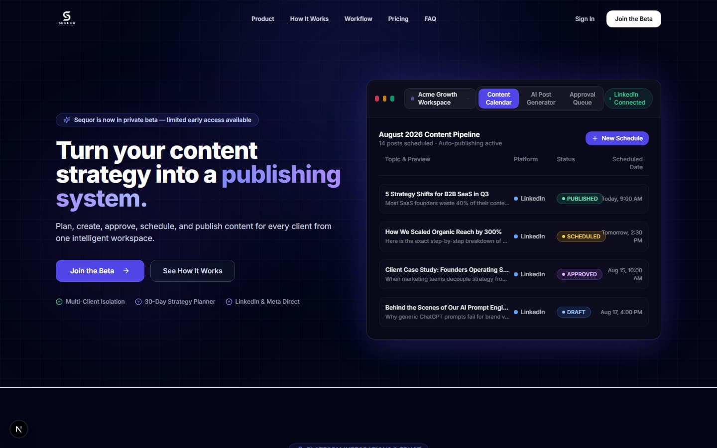 Lumigenc Sequor System Dashboard Preview